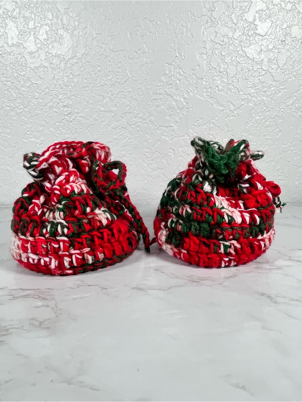 Set Of 2 Christmas Crochet Gift Bags - Picture 2 of 10